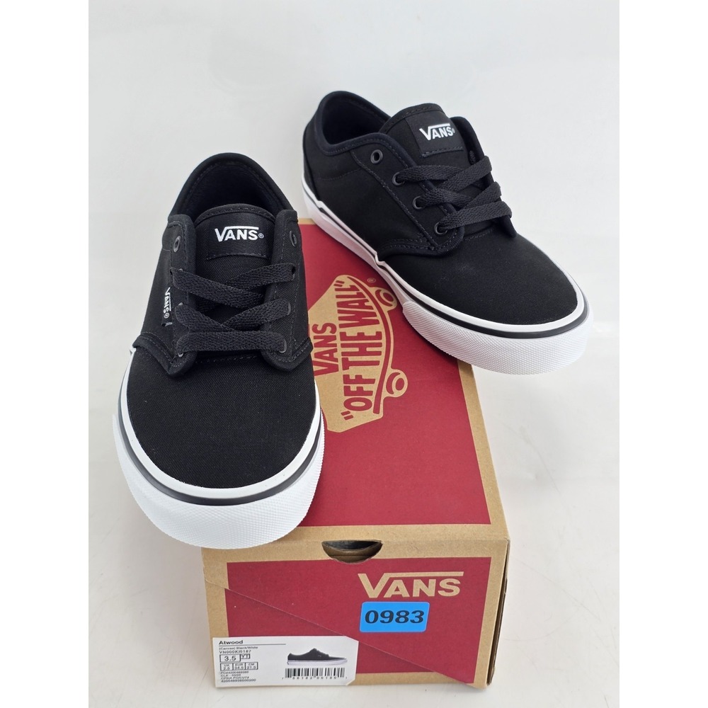 Vans Atwood Youth Sz 3.5 Black/White Classic Vans Lace up Sneakers New